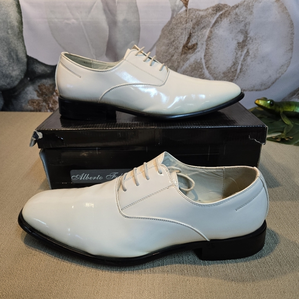 Alberto Fellini Men's White Patent Formal Oxfords sz 12 - Picture 3 of 7